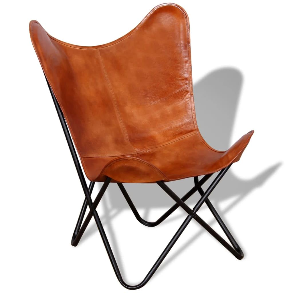 Genérico Silla Butterfly de Cuero auténtico marrón,Sillones-243728