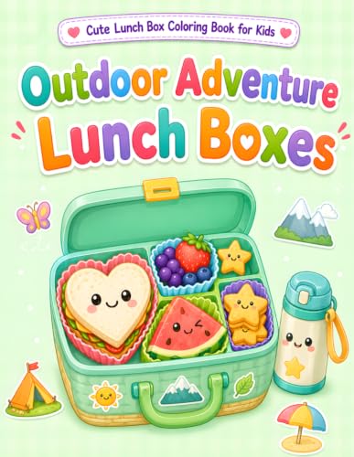 Outdoor Adventure Lunch Boxes: Cute Picnic, Camping, Beach, Zoo, and Road Trip Lunches to Color (Cute Lunch Box Coloring Book for Kids) image 2