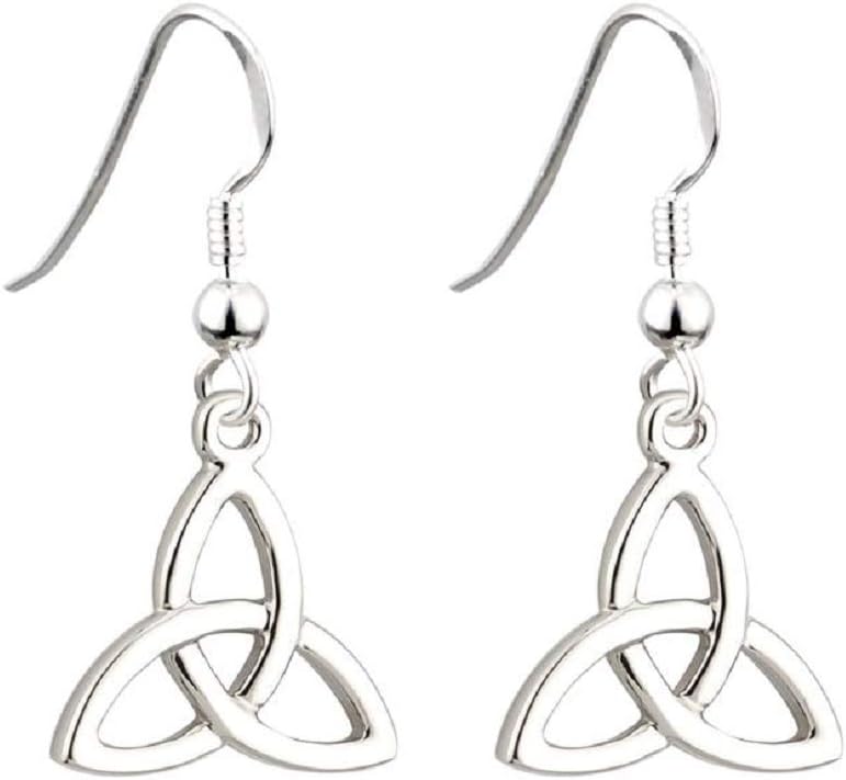 Tara Trinity Knot Earrings Rhodium Plated Drop Made in Ireland