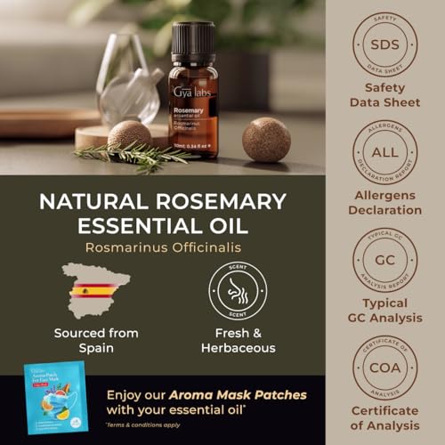 Gya Labs Rosemary Essential Oil for Hair - 0.34 Fl Oz - 100% Pure Natural Rosemary Oil for Diffuser, Skin, Scalp, Aromatherapy & Candle Making Scent - Thumbnail 6