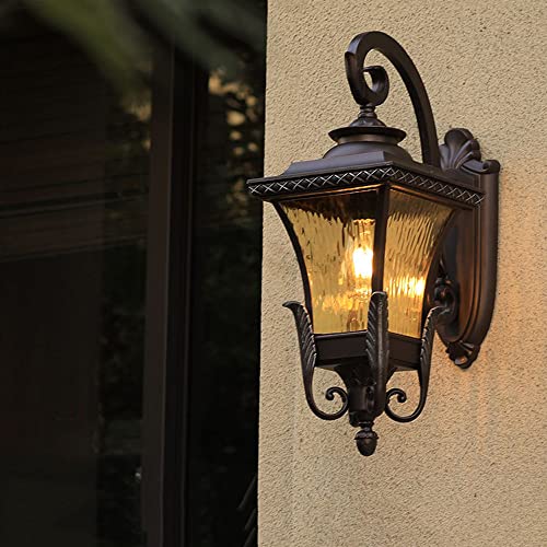 Applique murale balcon de foyer style lanterne antique et finitions marron rustique E27