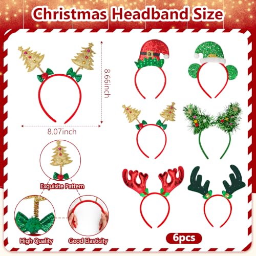 Image of fiintrwa Christmas Headband Beads Necklace Hair Hoop Eyewear Eyeglass Santa Hat Photo Props for Xmas Party Decoration Supplie
