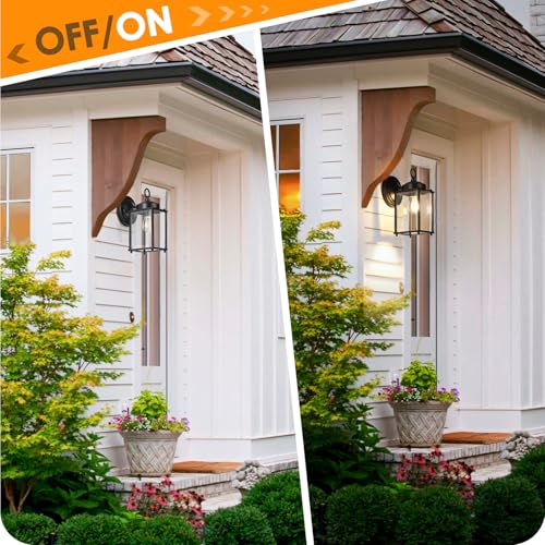 Image of MATAMEYE Outdoor Wall Lantern, Exterior Waterproof Wall Sconce Light Fixtures, Black Front Door Lighting, Anti-Rust E26 Socket Porch Lamp, 2 Pack