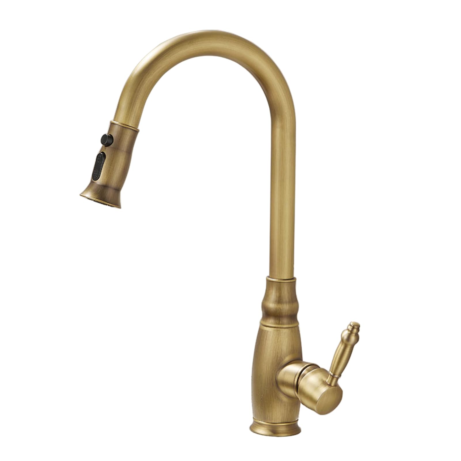 ZYCHSJXA Antique Brass Kitchen Tap with Pull Out Spray 3 Modes 360° Swivel Sink Mixer Taps 1 Hole Single Lever,A