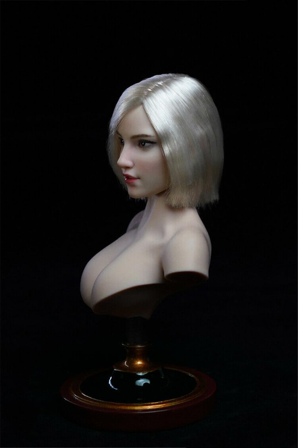 Fremego 1/6 Scale Female Head Sculpt, Asian Girl Pale Skin Head Carved Carving for 12inch PH TBL JO Worldbox Action Figure (White Hair)