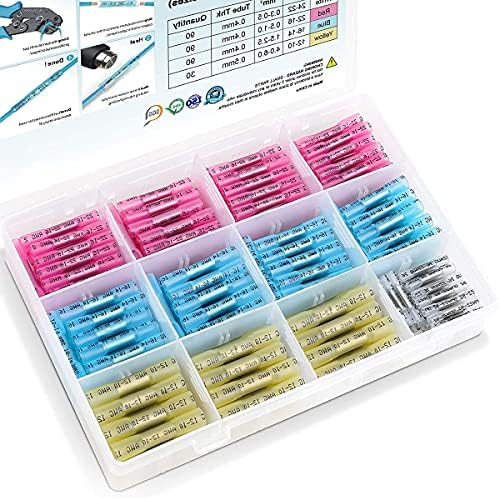 GFFG 320PCS Heat Shrink Butt Connectors Kit, Waterproof Electrical Marine Automotive Wire Crimp Terminals, Insulated Butt Splice