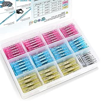 GFFG 320PCS Heat Shrink Butt Connectors Kit, Waterproof Electrical Marine Automotive Wire Crimp Terminals, Insulated Butt Splice