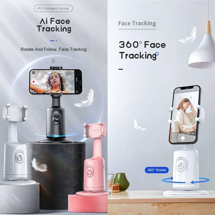 MQOUNY Auto Face Tracking Phone Holder, 360° Rotation Face Body Phone Tripod Smart Shooting Camera Mount with Rechargeable Remote and Light for Live Vlog Streaming Video, Rechargeable: Auto Tracking Phone Holder,360° Rotation Phones Camera Mount Smart Shooting Phone Tracking Holder with Remote Selfie Stick for iPhone Android Stabilizer Shooting Live,No App,Rechargeable (White)