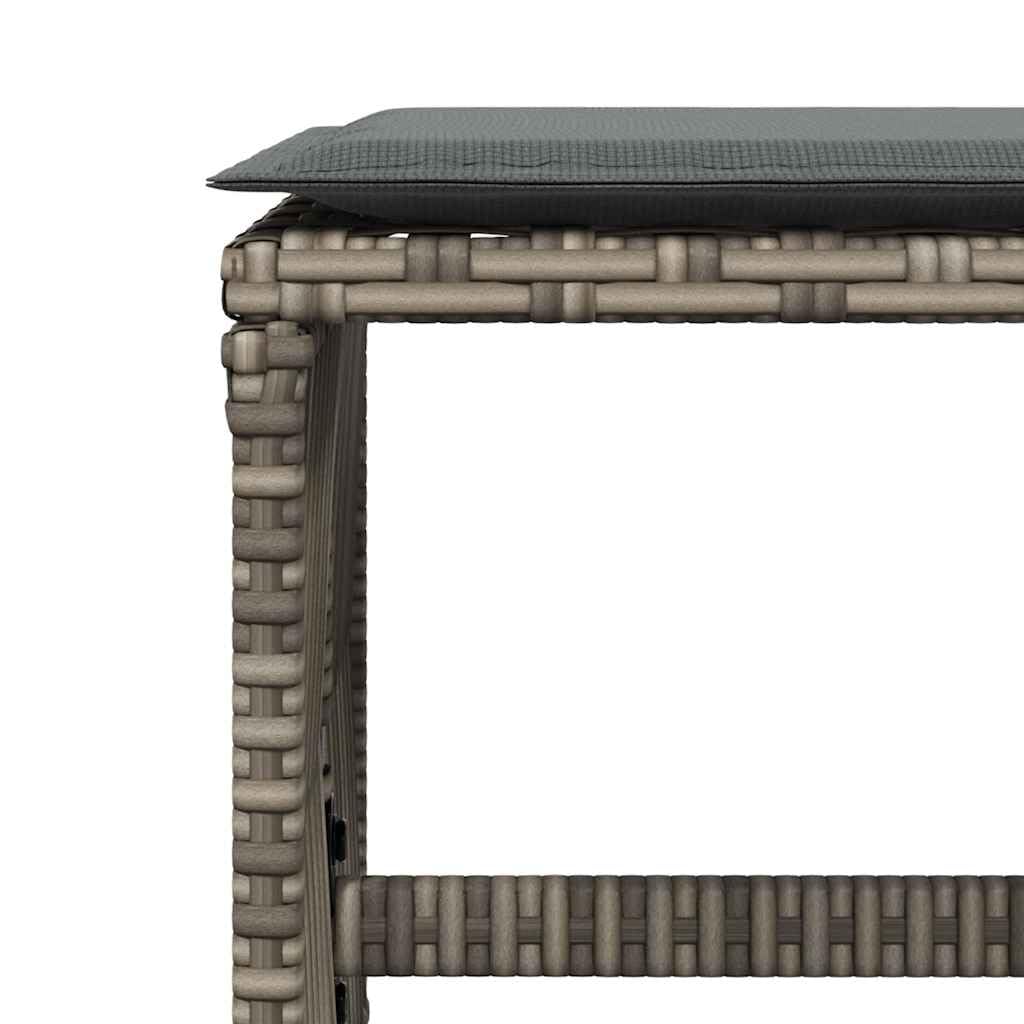 Taboret ogrodowy z poduszką 4 szt. szary 41 x 41 x 36 cm polirattanowy