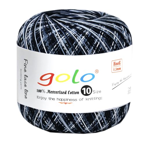 Image of golo Crochet Thread Size10 Yarn for Hand Knitting Lace Thread Black-White