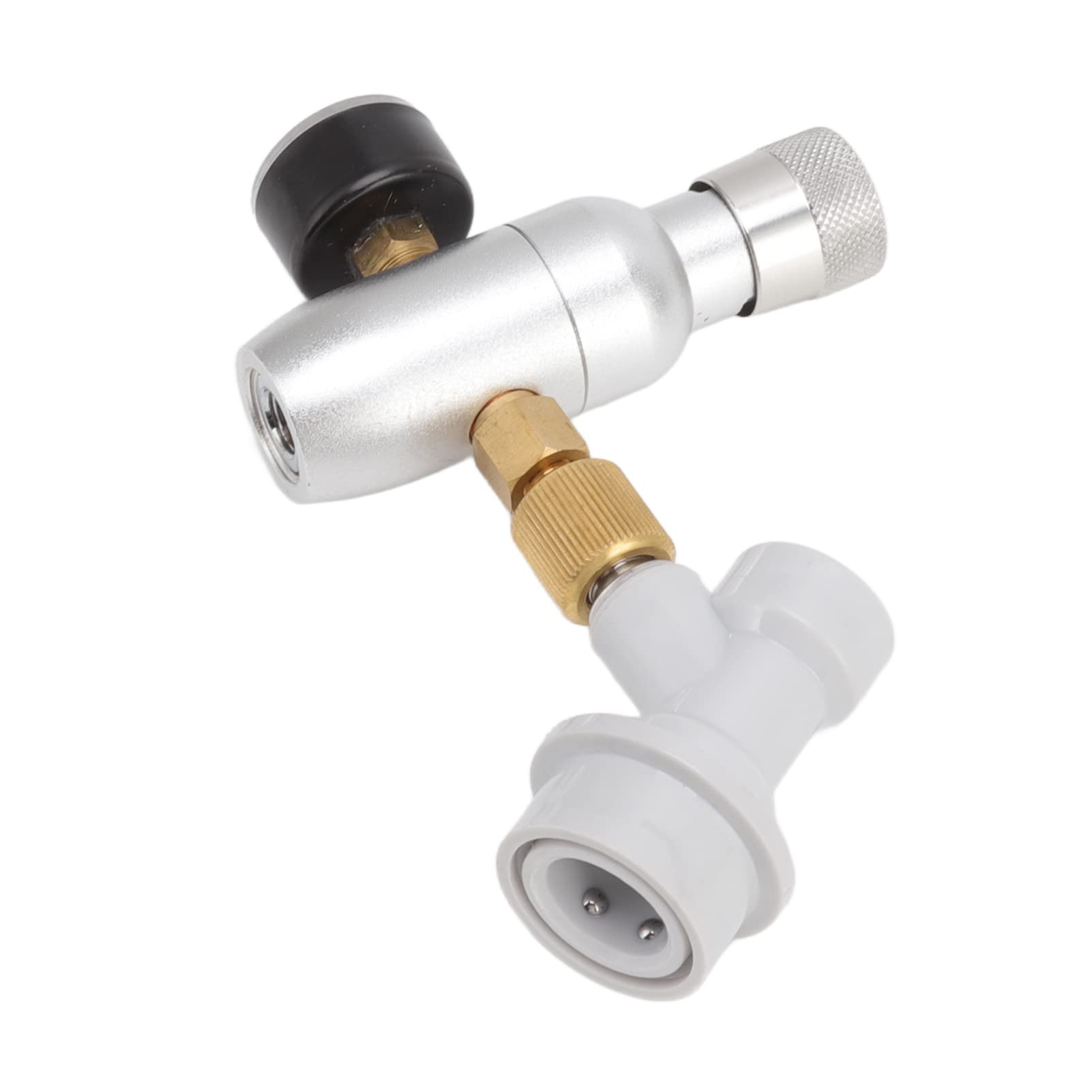 Beer Keg Charger CO2 Dispenser, High Accuracy Gas Lock Keg Regulator, Anodized Aluminum, Sealing Gasket Prevents Leakage, Pressure Adjustment Knob for