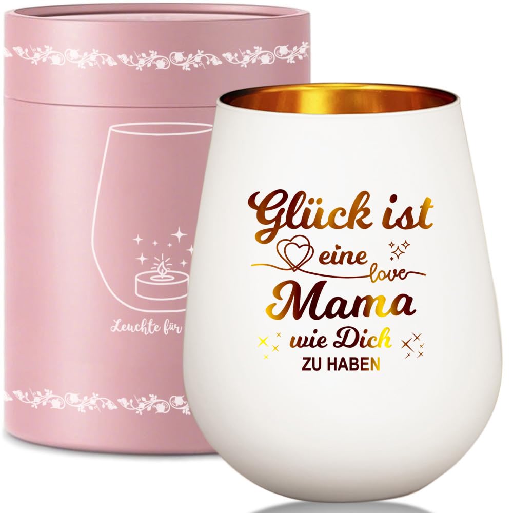 Windlicht Glas mit Geschenkbox für Mama, Teelichthalter mit Gravur Spruch Beste Mama Geburtstagsgeschenk, Dankeschön Mutter Geschenk zum Muttertag Geburtstag Weihnachten