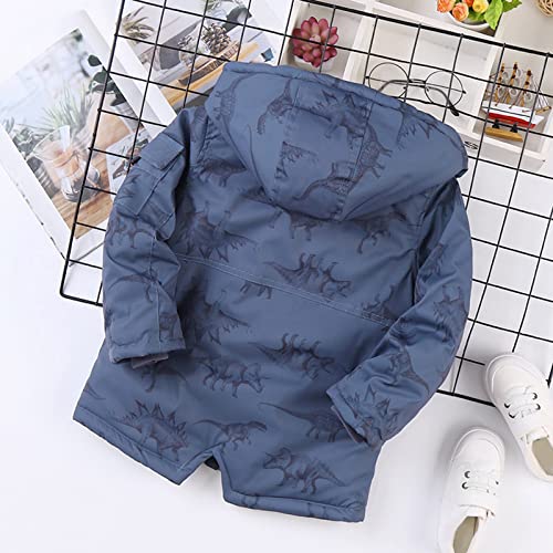 Kids Boys Girls Dinosaur Prints Coat Winter Thicken Jacket Warm Windproof Hooded Outerwear Children Snowsuit Clothes2