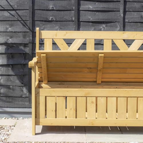 Airwave Darcy Outdoor Storage Bench 110L | Weather Resistant Garden Storage Box | Treated Fir Wood | Wooden Showerproof Seat | Ideal For Storing Toys, Cushions, Tools - 5