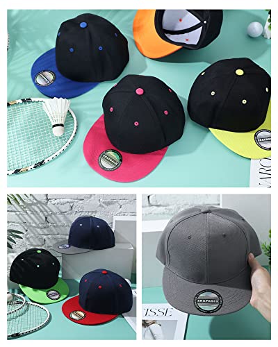 Image of 15 Pack Snapback Hats for Men Hip Hop Style Solid Baseball Hats Adjustable Snapback Cap Flat Brim Baseball Caps
