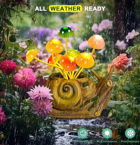 Edof Solar Lights Outdoor Garden Statue Snail,Solar Mushroom Lights Outdoor Decor,Unique Birthday Garden Gifts For Mom Women,Fairy Garden Accessories For Patio,Yard Art,Lawn Ornament,Porch,Backyard thumb #4