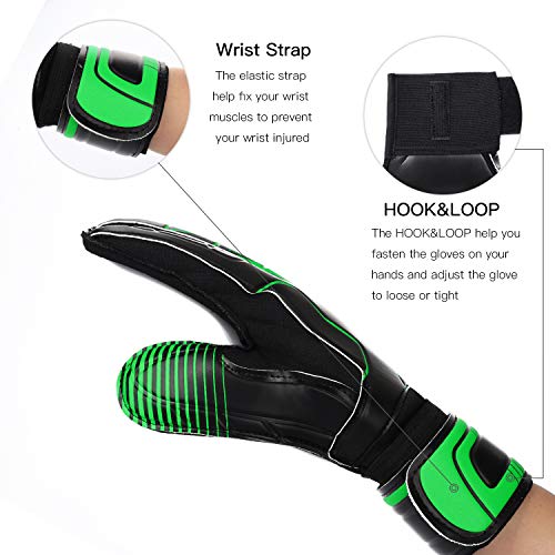 Goalie Gloves For Youth & Adult, Goalkeeper Gloves Kids With Finger Support, Black Latex Soccer Gloves For Men And Women, Junior Keeper Football Gloves For Training And Match, Size 8 #TOP3