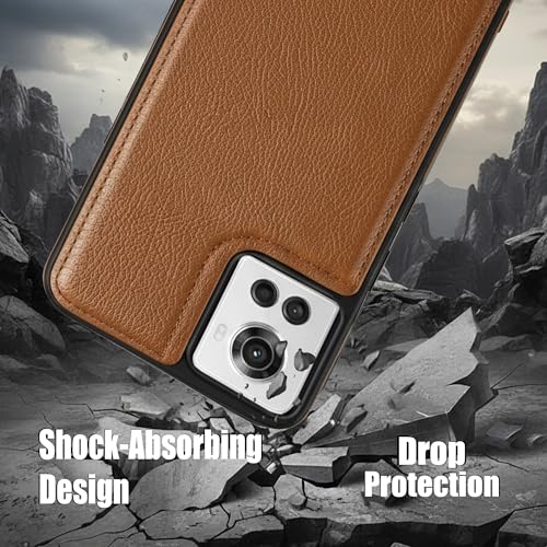Image of Leather Case for OnePlus 10R Premium Protective Stylish Slim Cover with Shockproof Raised Edges Brown
