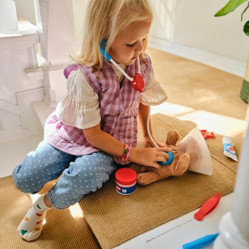 Image of Melissa & Doug Examine and Treat Pet Vet Play Set, 24-Piece Animal Doctor Playset with Dog & Cat Plushies, Pet Doctor Kit & Accessories, Preschool Toys for Girls & Boys Ages 3+