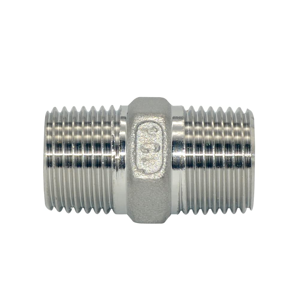 1 pz 1/8 1/4 3/8 1/2 3/4 1" Filettatura maschio Nipplo esagonale Unione 304 Raccordo for tubo in acciaio inox Raccordo for acqua Olio Aria Adattatore filettato,Connettori(1")