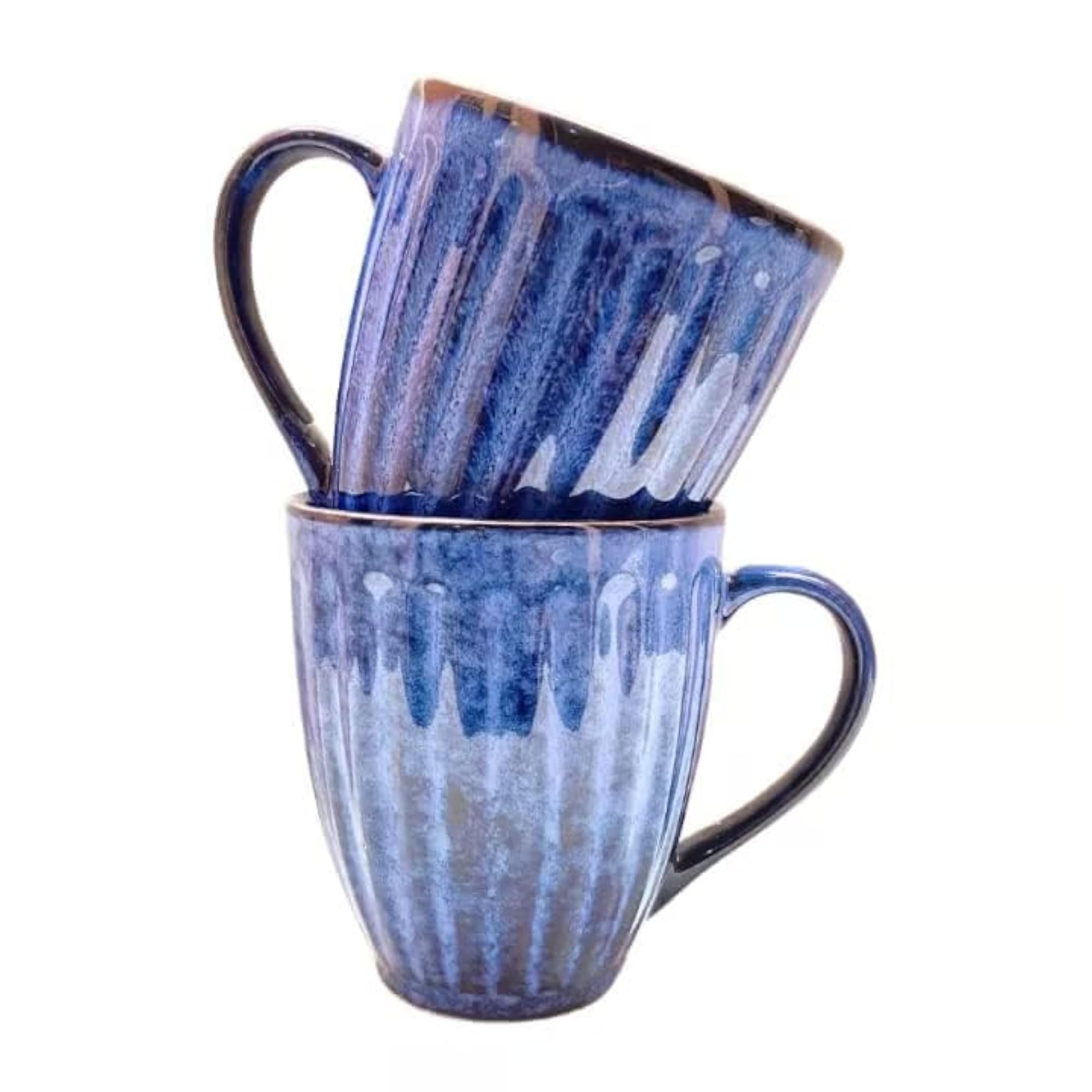 Midnight Blue Rustic Handcrafted Ceramic Coffee Mug Set of 4