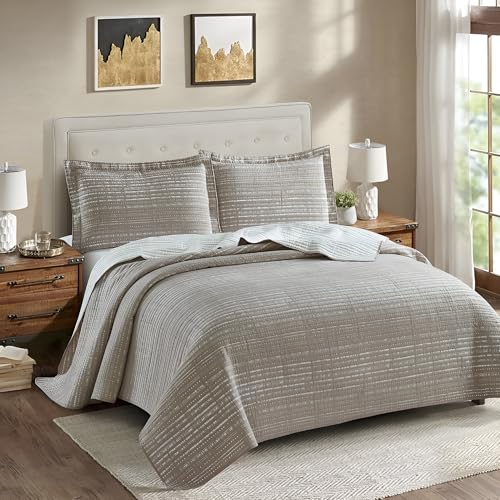 Novotextil-Colcha Fina Primavera/Verano Tela Jacquard para Camas Desde 90 hasta 180. Interior 100% alogodón, Exterior 100% poliéster (Cama 180(260x270), Londres Marrón)