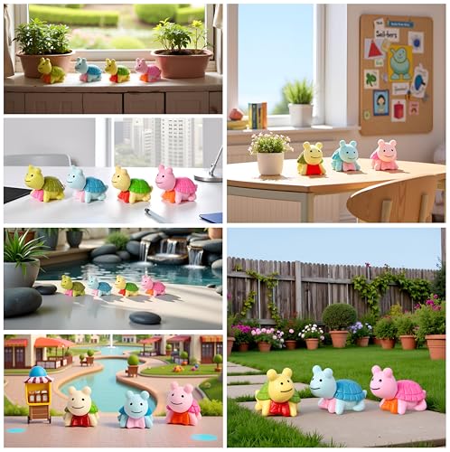 Image of Cute Turtle Animal Mini Figures Set, Colorful Cartoon Turtle Toys for Kids, Desk Decor, Cake Toppers, Party Favors, Collectible Figurines (4-Pack)
