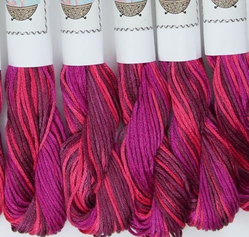 Image of KCS Big skeins of 25 Meters Size 25 Color Variegated Cross Stitch Stranded Threads,6 skeins,4210