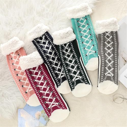 Inherentinct Ultra-thick Cashmere Slipper Home Socks,Cashmere Socks for Women,Non Slip Slipper Socks Shimmery Christmas4