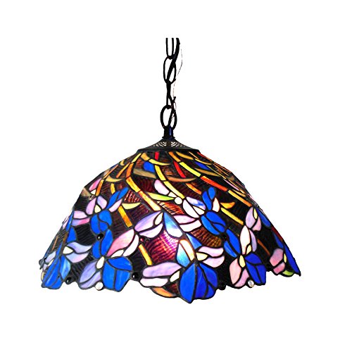 Chloe CH18052BF19-DH2 Natalie Tiffany-Style Iris Hanging Pendant Lamp with 19 Shade, 9 x 19 x 19, Bronze