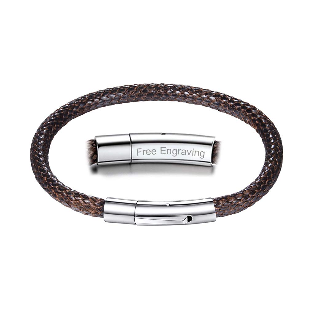 PROSTEEL Pulsera de Cuero para Hombre Mujer Cuerda Encerada Impermeable con Cierre de Acero Inoxidable 316L 5mm de Ancho 18cm/20cm/22cm de Longitud y Negro Marrón para Seleccionar