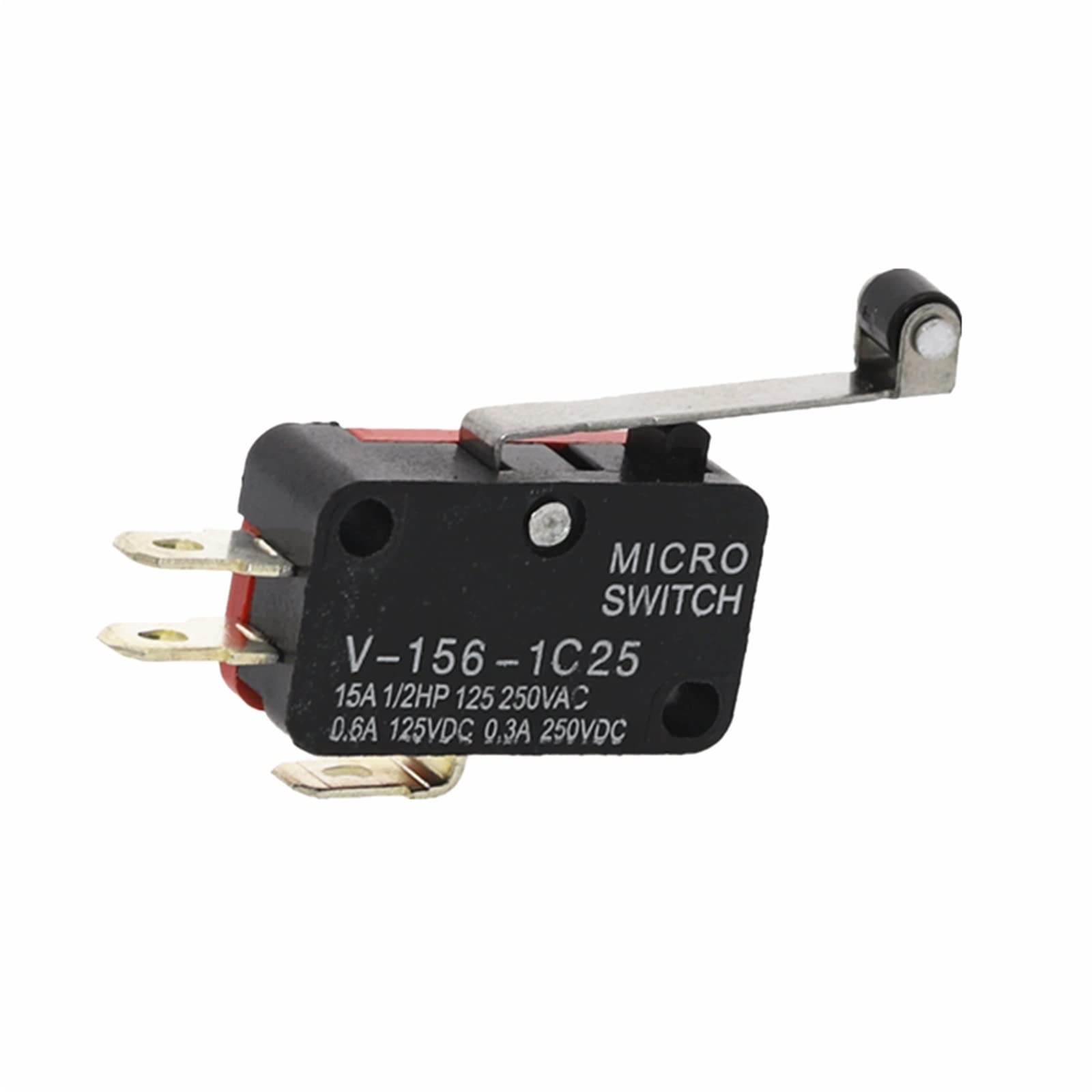 JNURGWLYH 100Pcs V-156-1C25 Roller Lever Arm SPDT 1NO 1NC Micro Limit Switch 3 Terminals Momentary