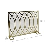 ksxnkhk Single Panel Iron Fireplace Screen - Modern, Gold Finish, Overlapping Lens Design, Fine Mesh Spark Guard for The Living Room Indoor Use, 41" W x 30.75" H - Image 2