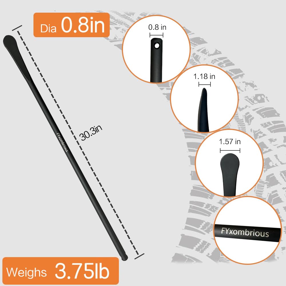 FYxombrious 2PCS Tire Bar, 33220 Mt and Demount Spoon, 30 in, 3/4 in,Includes Tire Patch Roller, Scraping Cutter, Tire Spoon Suitable for Changing Tires on A Wide Range of Vehicles.