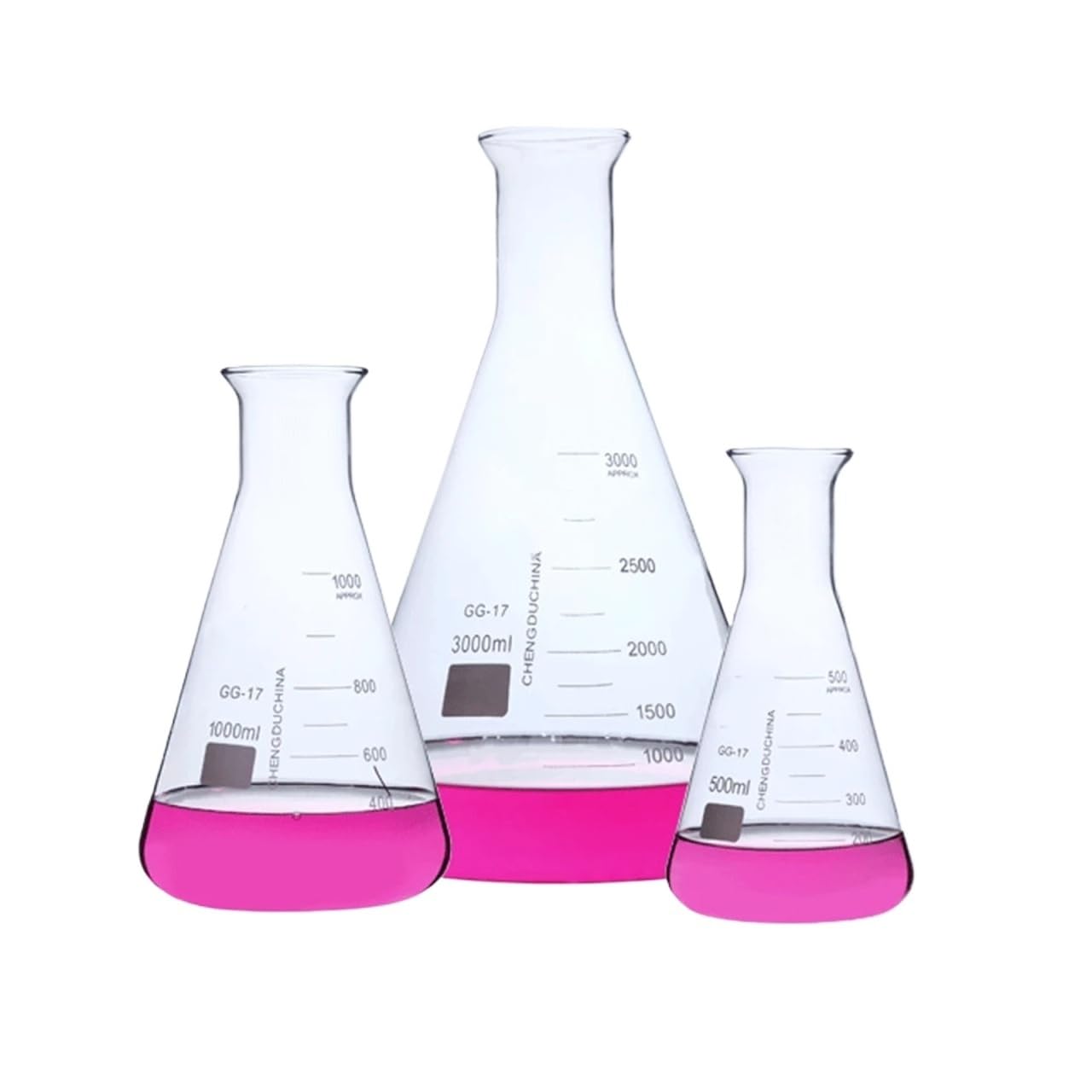 Szklana kolba laboratoryjna, 50 100 250 500 1000 ml z podziałką GG-17 Kolba szerokimi ustami Eksperyment ze szkłem laboratoryjnym(300ml 2PCS)