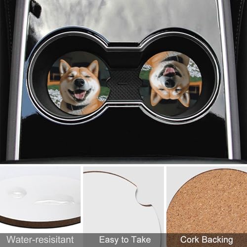 Portavasos para auto con diseño Shiba Inu, 2 piezas miniatura 5