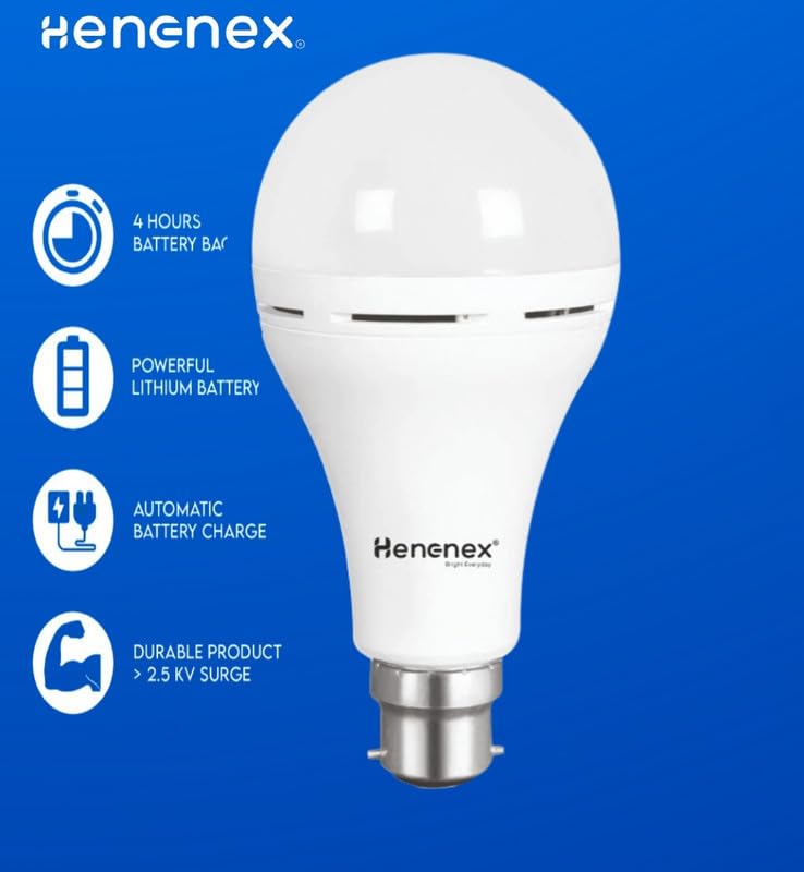 Image of Lebnon HENONEX 12 watt LED Bulb | AC-DC Emergency Inverter Bulb with 4 Hours of Battery Backup | B-22 Base (B-22) (2)