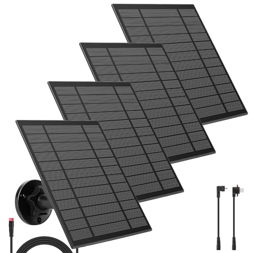 Image of 5W Solar Panel Compatible with Blink Outdoor 4(4th Gen)/Blink XT/XT2 and Outdoor(3rd Gen) XT3/ Outdoor Camera, Solar Panel with 11.8Ft with Waterproof Plug (4 Pack)