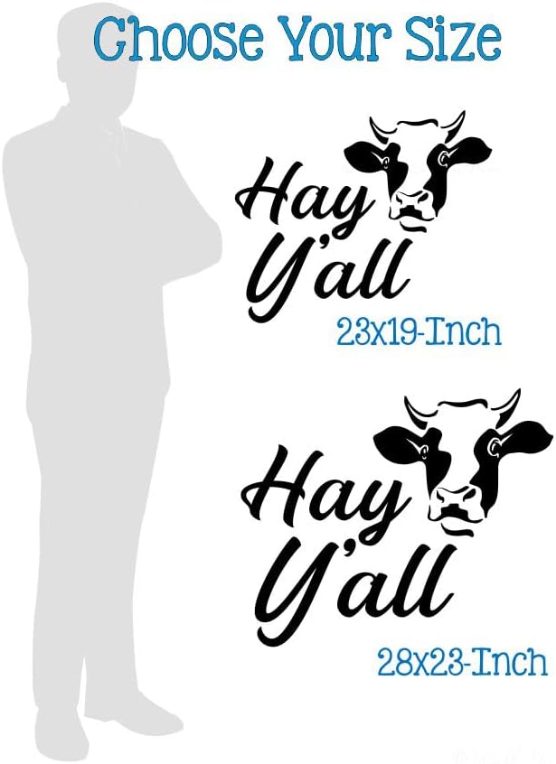 Miniatura 3 de Calcomanía de vinilo  Hey Y'all Cow Wall Art Sticker  Calcomanías de cita para pared  Decoración de entrada de granja para pared  Refranes