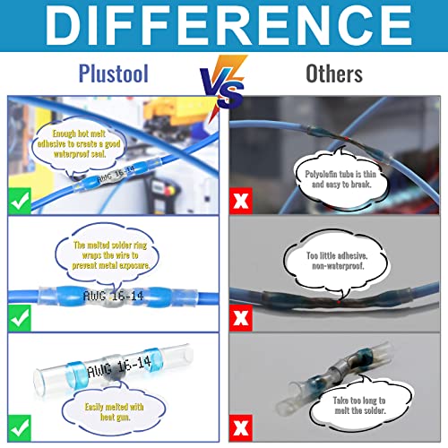 Plustool PLUSTOOL2022-22 800Pcs Solder Seal Wire Connectors,Plustool Self-Solder Heat Shrink Butt Connectors,Solder Sleeve Waterproof Insulated Wire Connectors,Electrical Butt Splice Wire Terminals thumb #3
