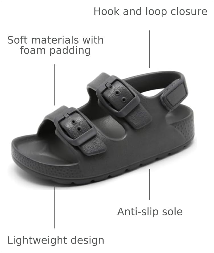 Image of INMINPIN Toddler Boys Girls Buckle Sandals Comfort Open Toe Sandal with Adjustable Back Strap