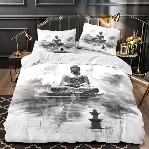 Housse de couette Bouddha 3D 220x240 cm en microfibres avec taies - 4
