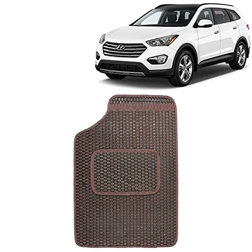 Image of Kingsway Dotted Design Car Floor Foot Mats Universal Fit for Hyundai Santa Fe, Model Year : 2017 Onwards, Water and Dustproof, Color Brown, Set of 5 Pieces