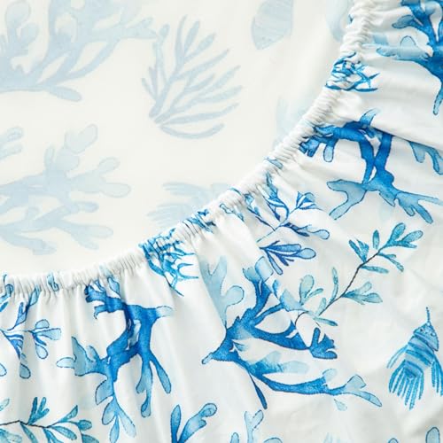 Image of SDIII 2 Pack Ocean Crib Sheets for Boys Girls 52x28 Stretchy Microfiber Jersey Knit Coral Fitted Crib Sheet for Standard Crib and Toddler Mattress