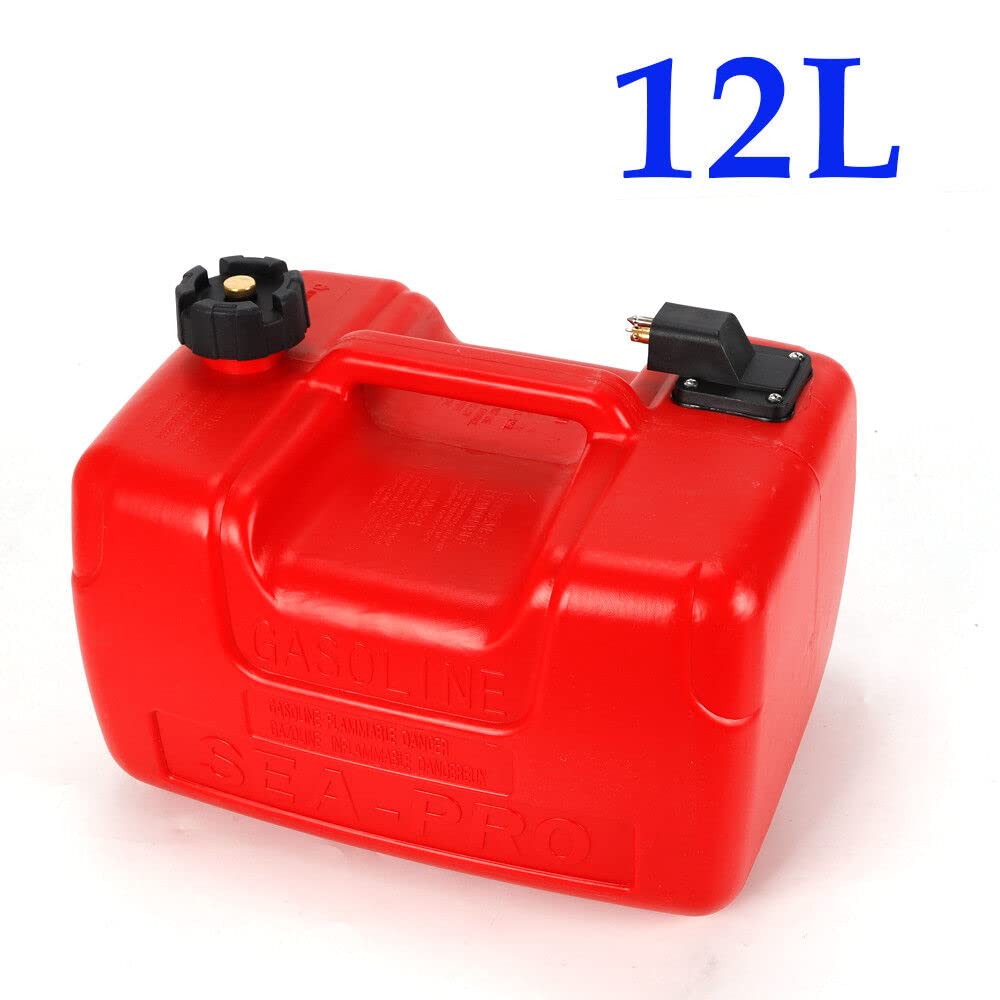 12 Lite Kraftstofftank, Tragbar Externer Bootstank +Anschluss, Benzintank Boot Außenborder-Tank Kanister