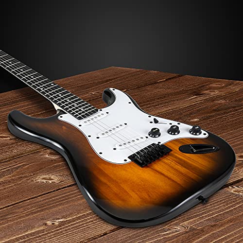 Image of LyxPro Full Size Electric Guitar with 20w Amp, Package Includes All Accessories, Digital Tuner, Strings, Picks, Tremolo Bar, Shoulder Strap, and Case Bag Complete Beginner Starter kit Pack,Sunburst