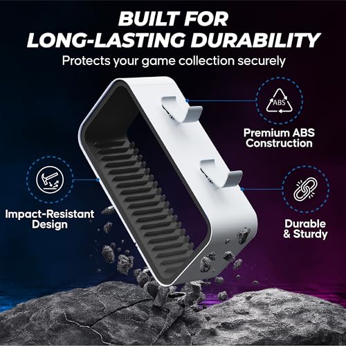 Tideal Universal Games Storage Tower Pro - for Up to 18 Games - with Controller Holder for up to 4 Gamepads - Gaming Accessories for PS5, PS4, PS3, Xbox X/S/One, Switch 1 + 2, Switch OLED, BluRay,