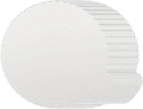 25 tableros para pasteles de 10 pulgadas, tableros de mousse para pasteles, postres, bandeja de exhibición de pastelería (redonda-blanco)