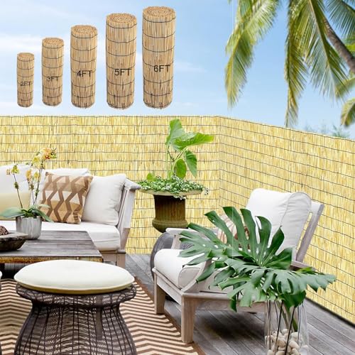 Pantalla De Privacidad Cañizo Jardin Ocultacion Natural Cortina De Caña Para Balcón Rollo De Valla De Caña Para Patio Al Aire Libre Valla Pantalla De Caña Natural Decorativa(H1.53xL4m/H5xL13ft)