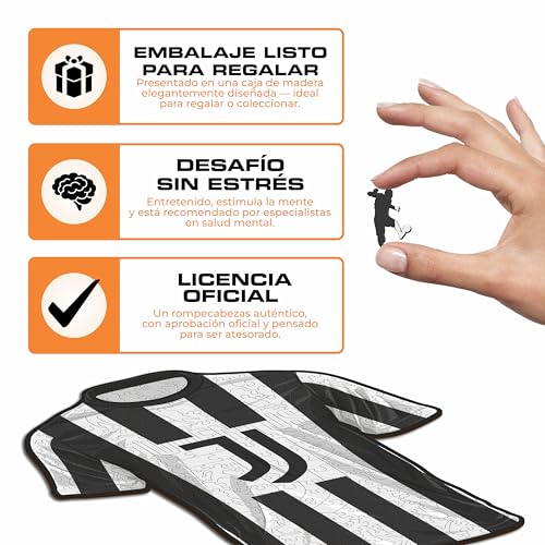 Iconic Puzzles - Juventus Camiseta, Rompecabezas de Madera con Licencia Oficial, 100% sostenible, Regalo para Adultos y niños, Talla M, 270 Piezas